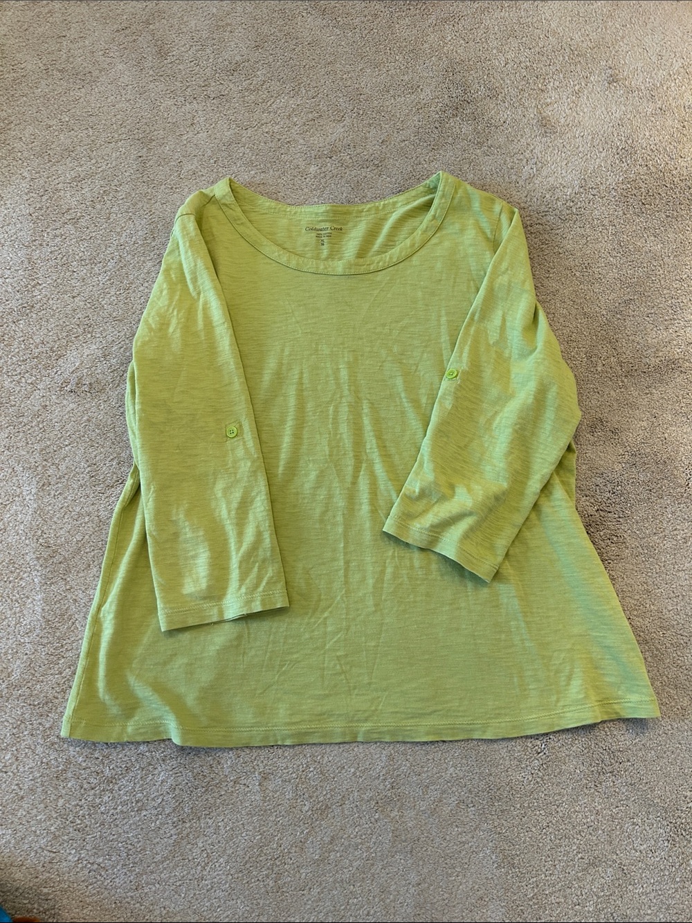Coldwater Creek Lime Green 3/4 Sleeve Girls' Top